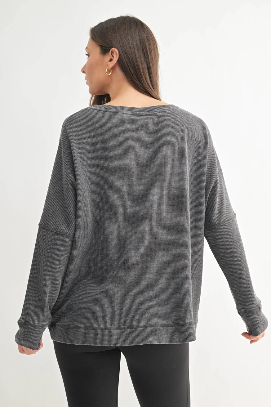 Waffle Ribbed Pullover