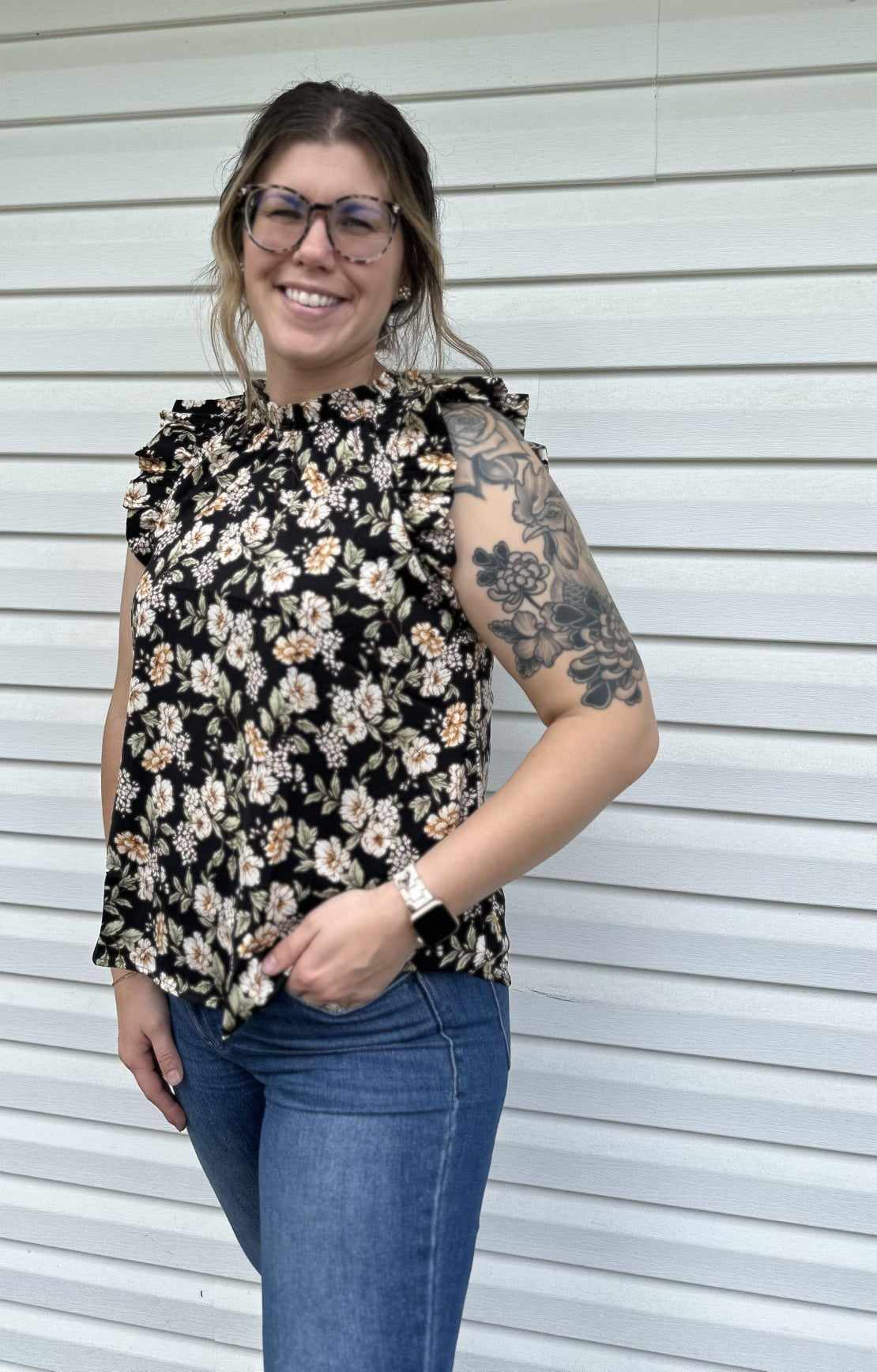 Floral Ruffle Blouse