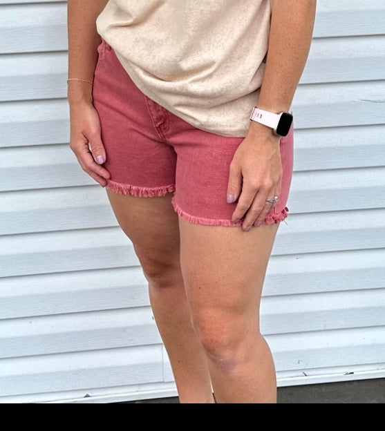 Washed Fray Hem Shorts