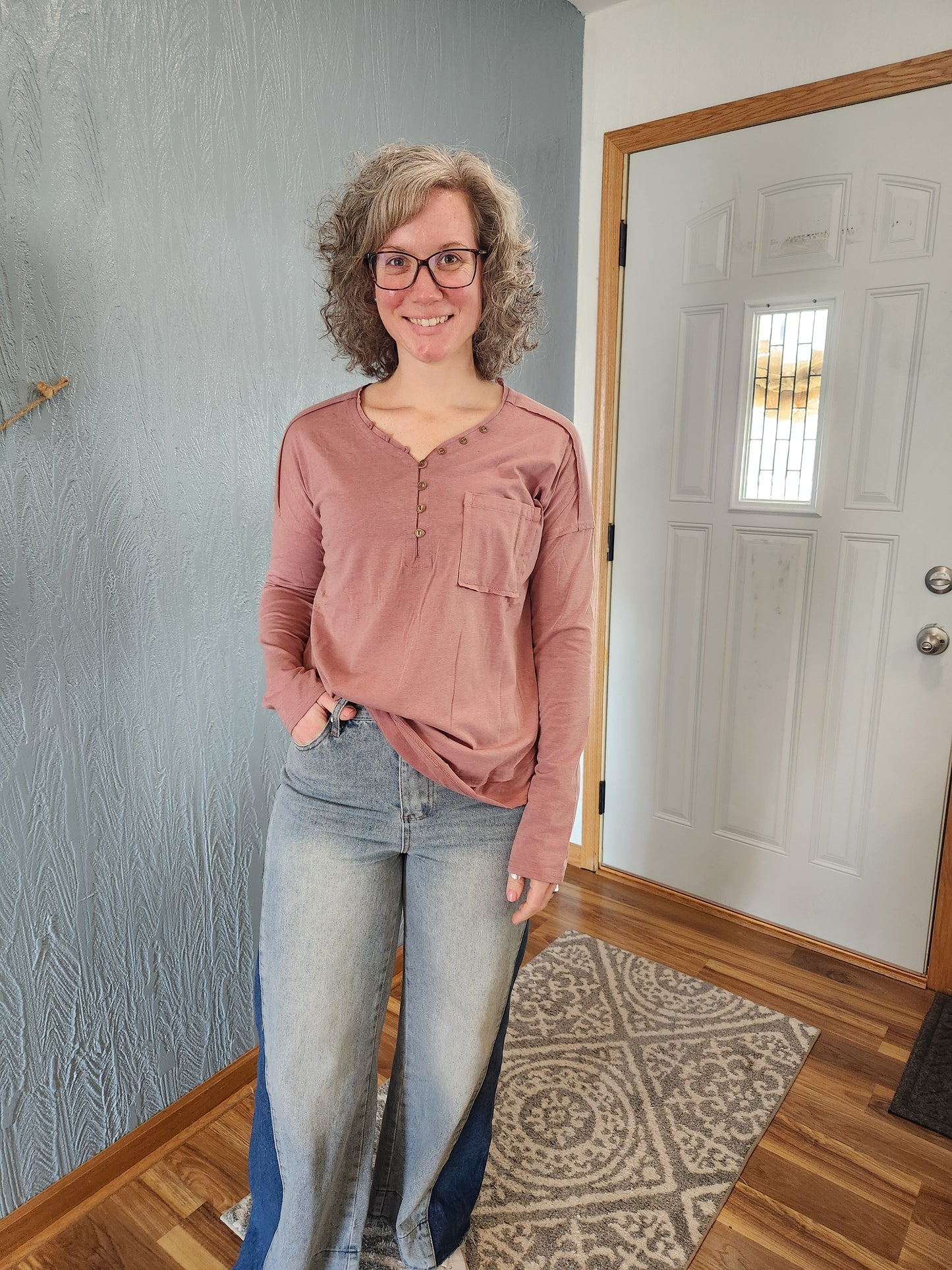 Mineral Washed Button Knit