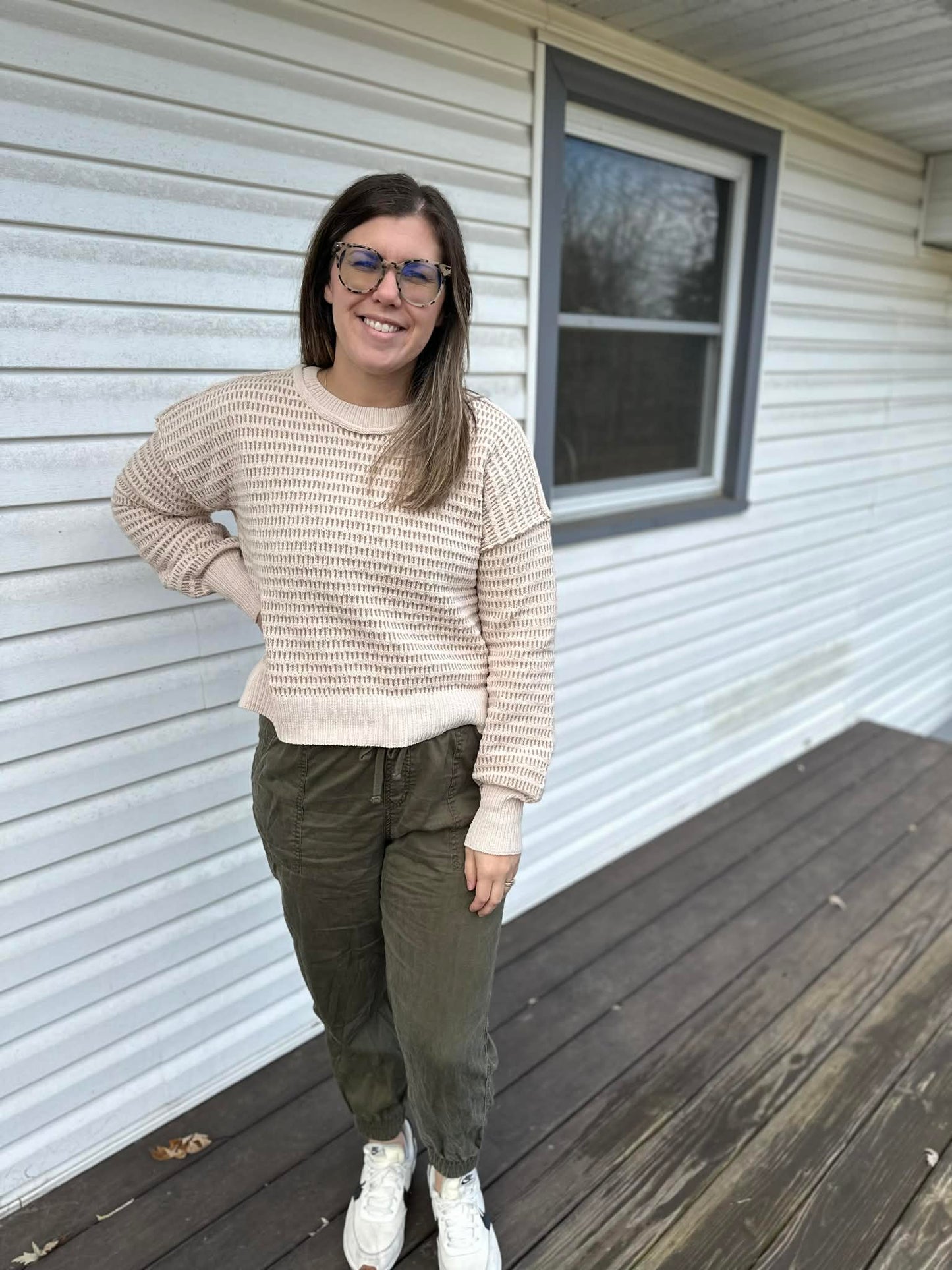 Two-tone Textured Sweater