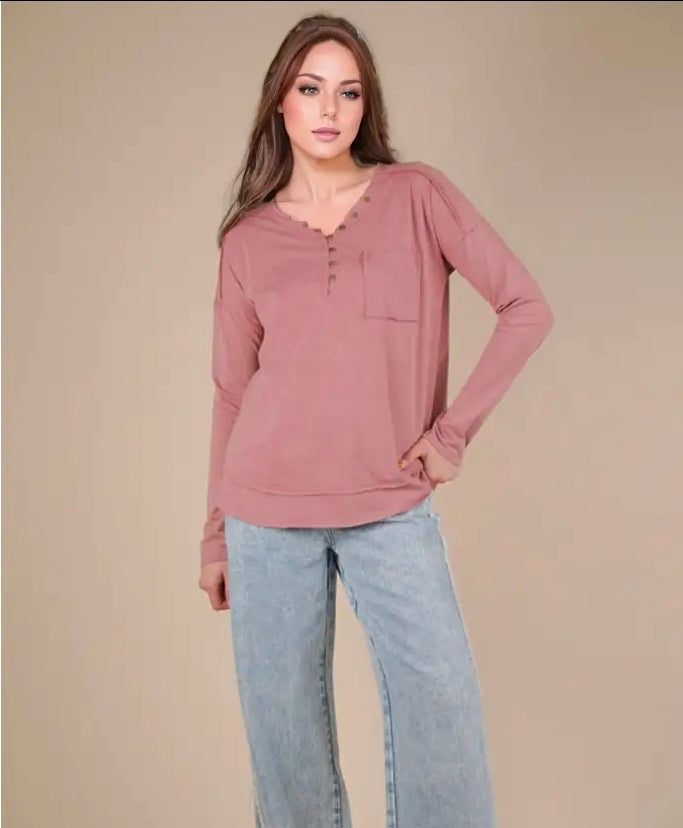 Mineral Washed Button Knit